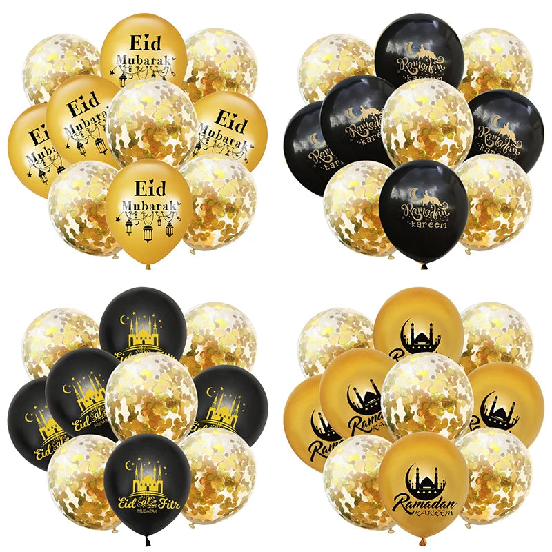 10Pcs Eid Mubarak Latex Balloon Ramadan Kareem Decoration Air