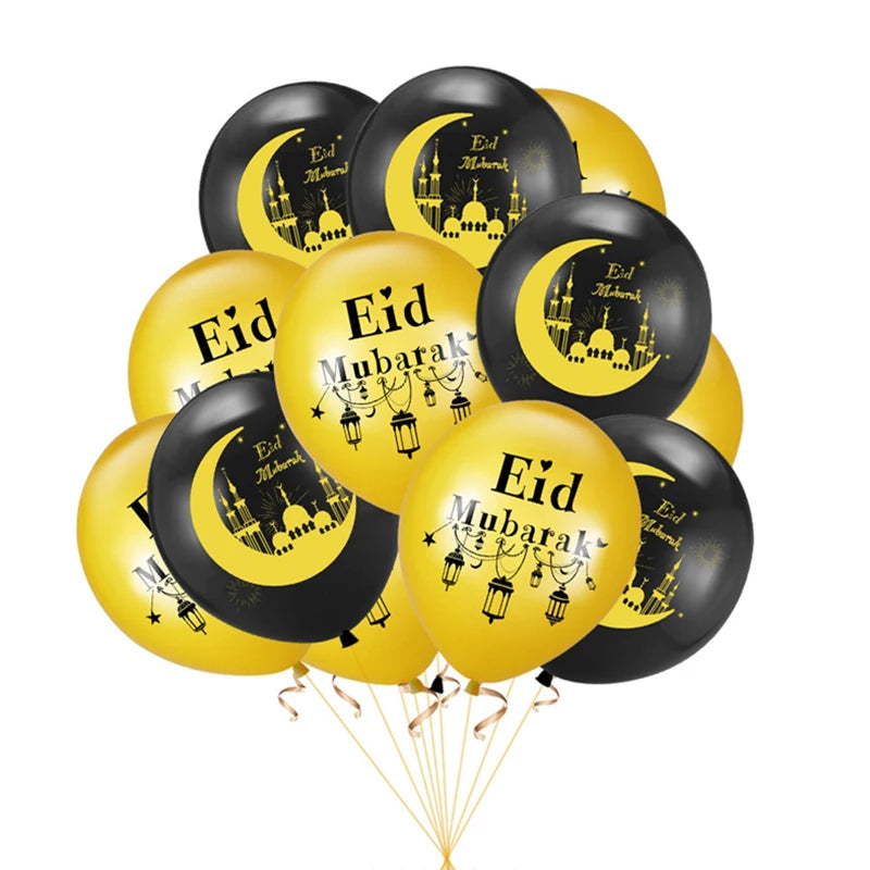 10Pcs Eid Mubarak Latex Balloon Ramadan Kareem Decoration Air