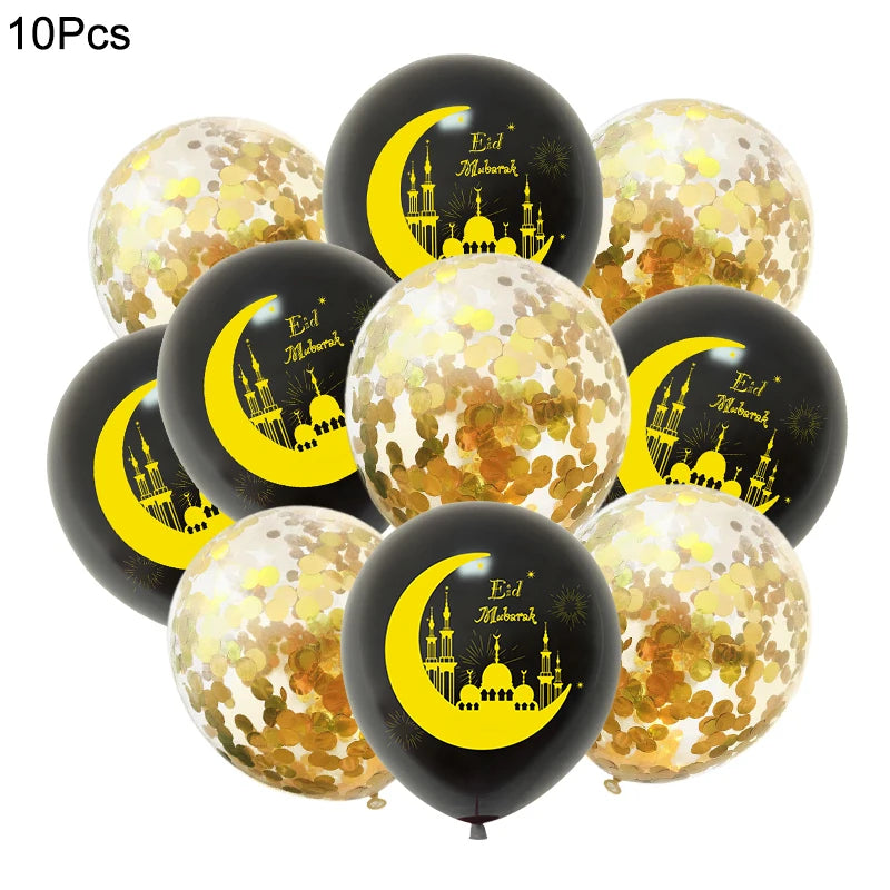 10Pcs Eid Mubarak Latex Balloon Ramadan Kareem Decoration Air