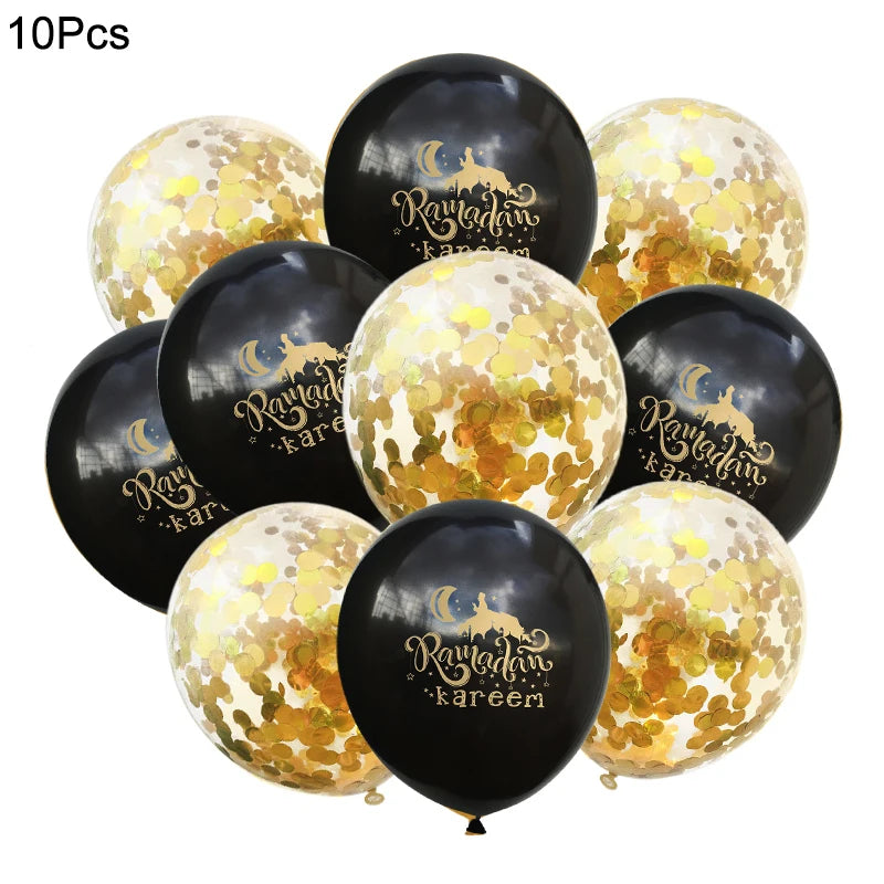 10Pcs Eid Mubarak Latex Balloon Ramadan Kareem Decoration Air