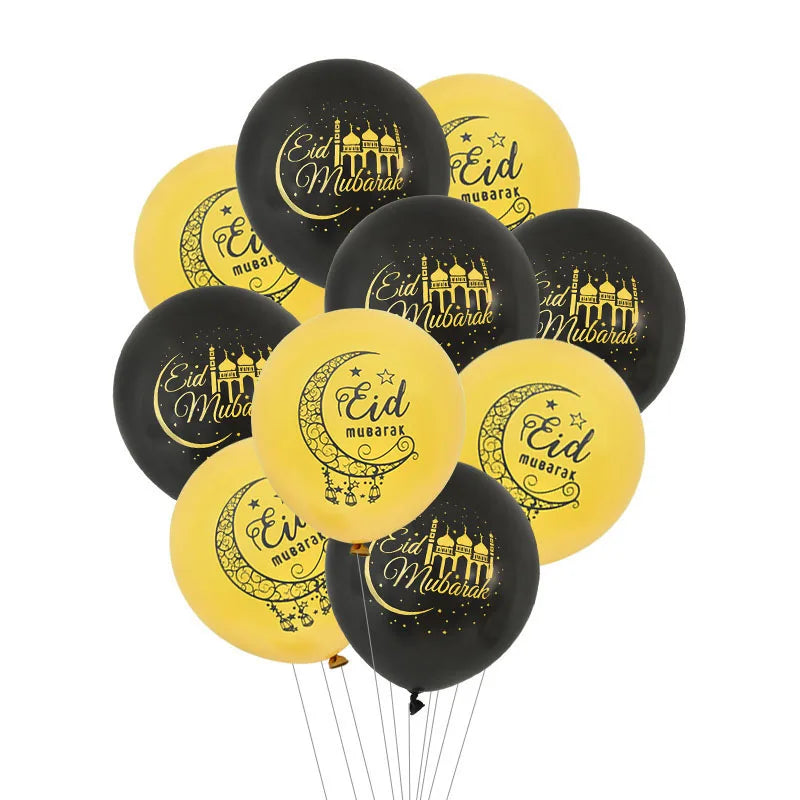 10Pcs Eid Mubarak Latex Balloon Ramadan Kareem Decoration Air