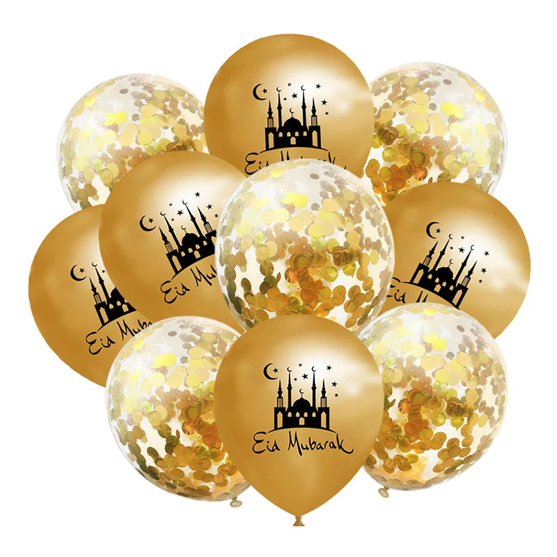 10Pcs Eid Mubarak Latex Balloon Ramadan Kareem Decoration Air