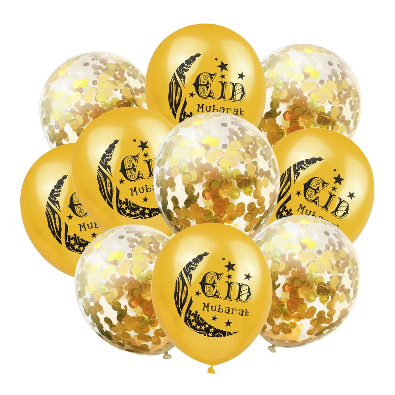 10Pcs Eid Mubarak Latex Balloon Ramadan Kareem Decoration Air