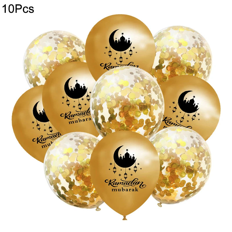 10Pcs Eid Mubarak Latex Balloon Ramadan Kareem Decoration Air