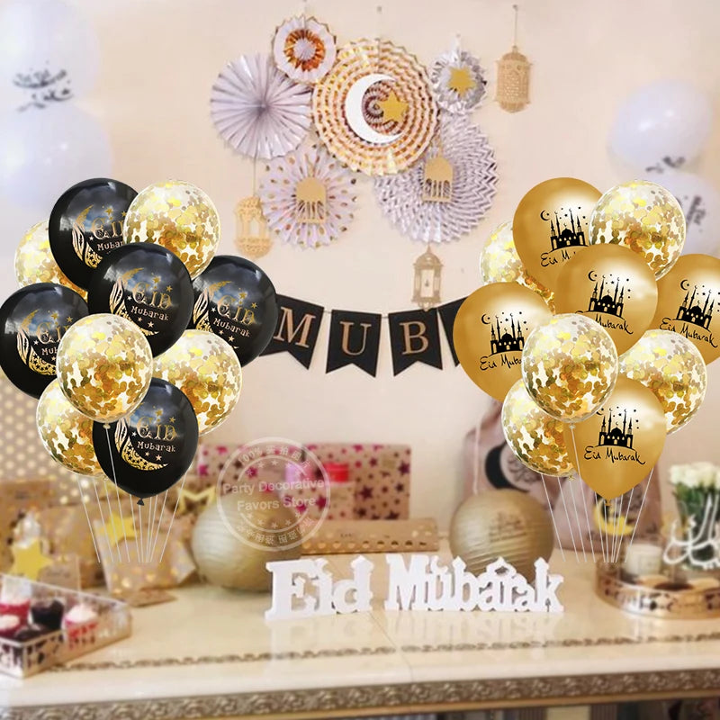 10Pcs Eid Mubarak Latex Balloon Ramadan Kareem Decoration Air