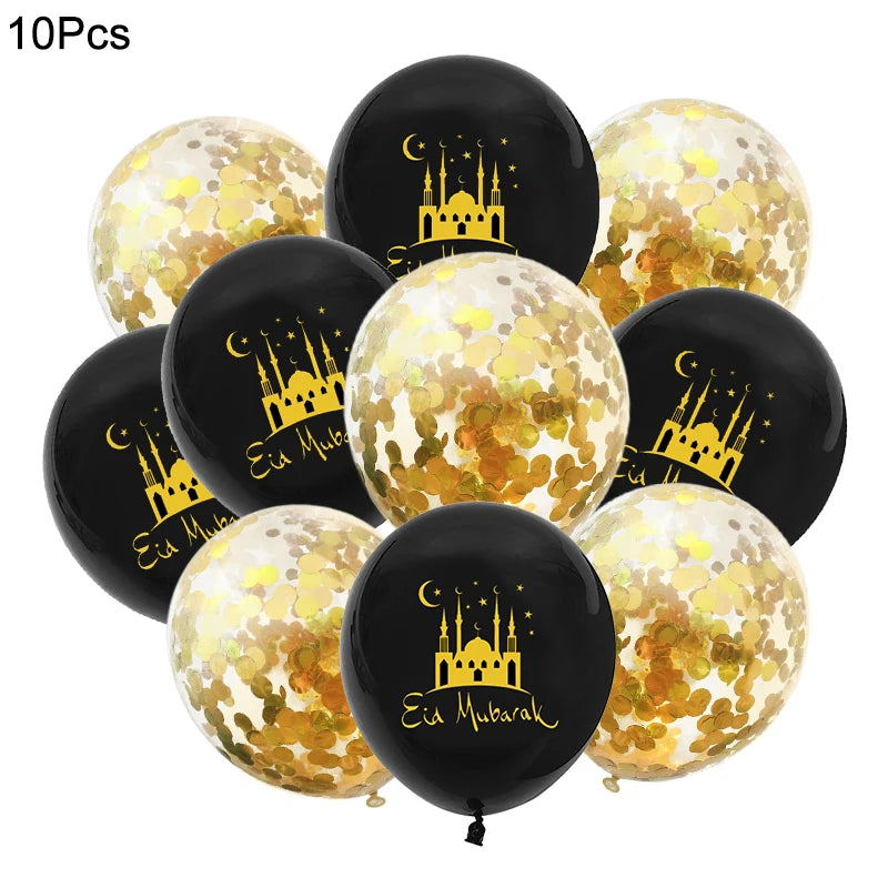 10Pcs Eid Mubarak Latex Balloon Ramadan Kareem Decoration Air